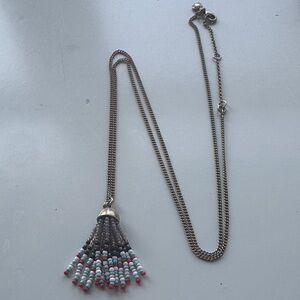 J. Crew Factory Multicolor Beaded Tassel Necklace